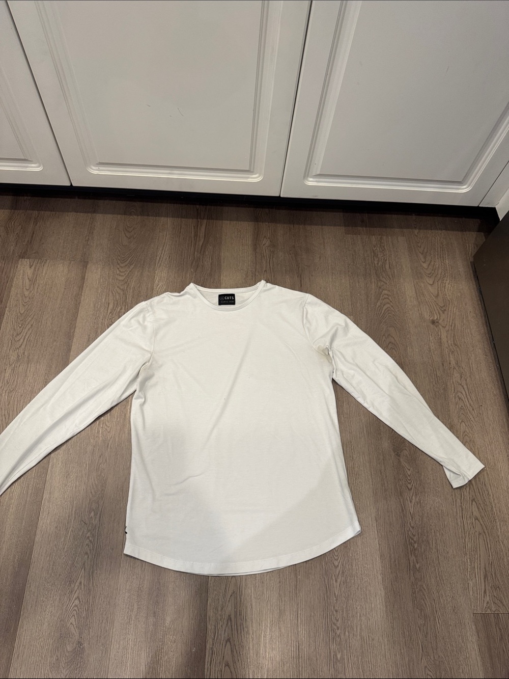Cuts Clothing White Long Sleeve Crew Tee